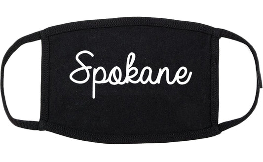 Spokane Washington WA Script Cotton Face Mask Black