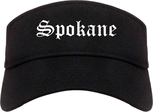 Spokane Washington WA Old English Mens Visor Cap Hat Black