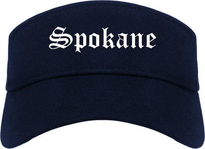 Spokane Washington WA Old English Mens Visor Cap Hat Navy Blue