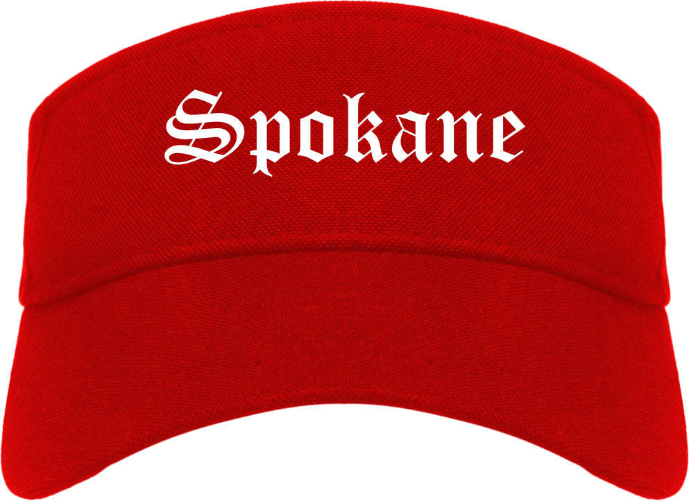 Spokane Washington WA Old English Mens Visor Cap Hat Red