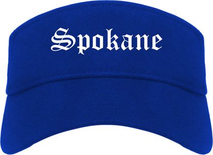 Spokane Washington WA Old English Mens Visor Cap Hat Royal Blue