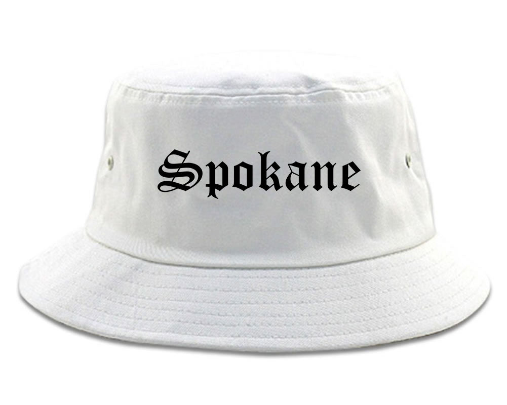Spokane Washington WA Old English Mens Bucket Hat White