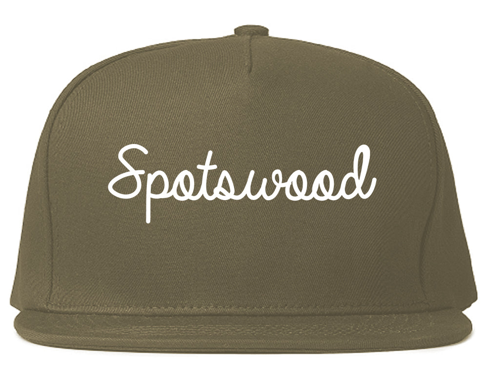 Spotswood New Jersey NJ Script Mens Snapback Hat Grey