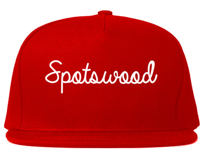 Spotswood New Jersey NJ Script Mens Snapback Hat Red