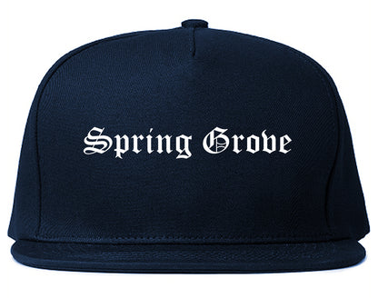 Spring Grove Illinois IL Old English Mens Snapback Hat Navy Blue