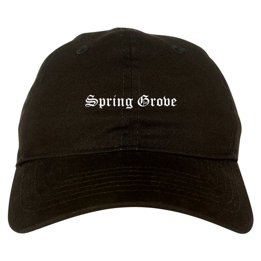 Spring Grove Illinois IL Old English Mens Dad Hat Baseball Cap Black