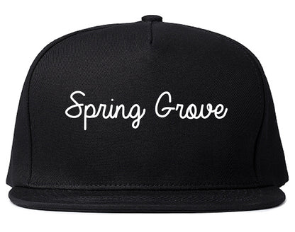 Spring Grove Illinois IL Script Mens Snapback Hat Black