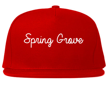 Spring Grove Illinois IL Script Mens Snapback Hat Red