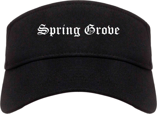 Spring Grove Illinois IL Old English Mens Visor Cap Hat Black
