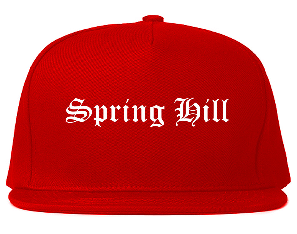 Spring Hill Kansas KS Old English Mens Snapback Hat Red