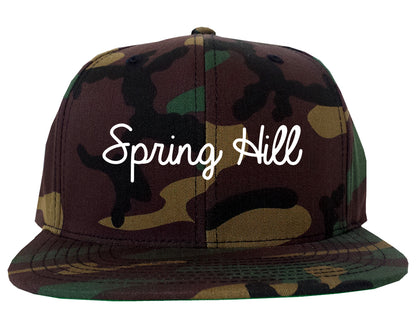 Spring Hill Kansas KS Script Mens Snapback Hat Army Camo