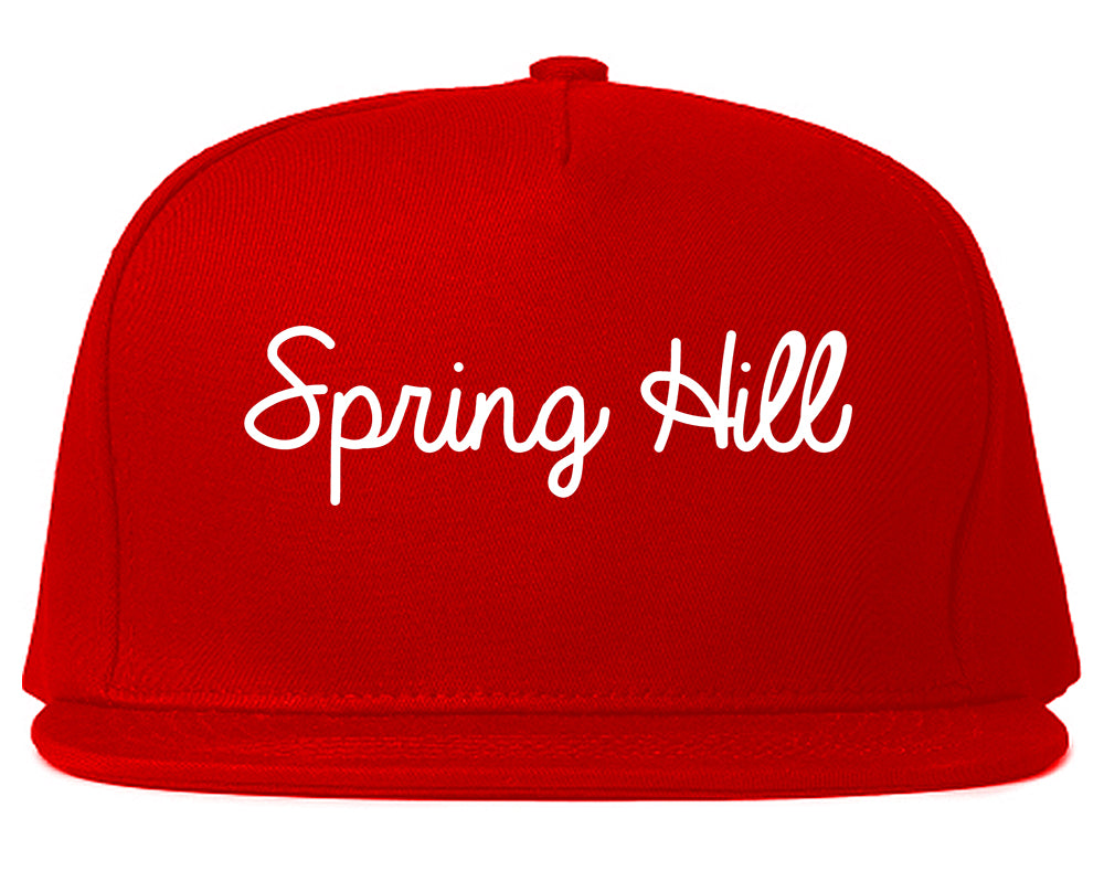 Spring Hill Kansas KS Script Mens Snapback Hat Red