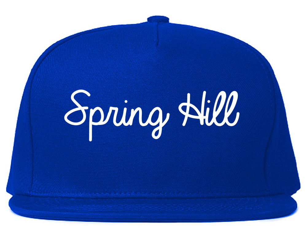 Spring Hill Kansas KS Script Mens Snapback Hat Royal Blue