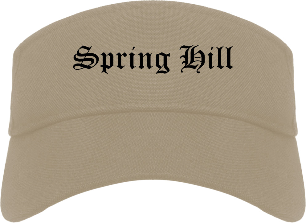 Spring Hill Kansas KS Old English Mens Visor Cap Hat Khaki
