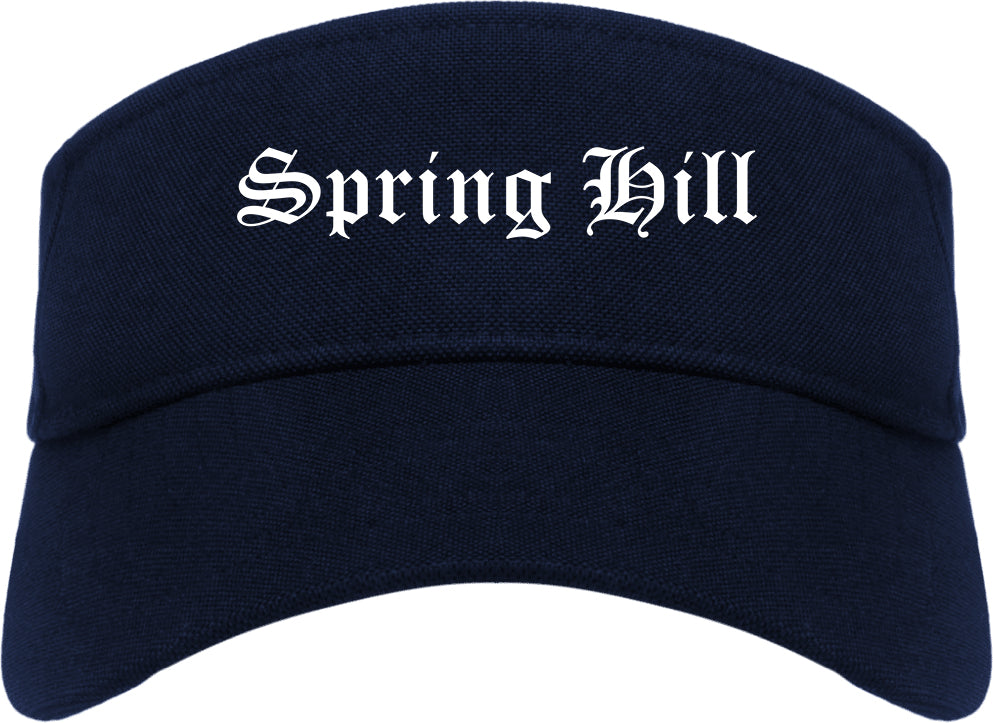 Spring Hill Kansas KS Old English Mens Visor Cap Hat Navy Blue
