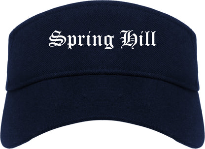 Spring Hill Kansas KS Old English Mens Visor Cap Hat Navy Blue