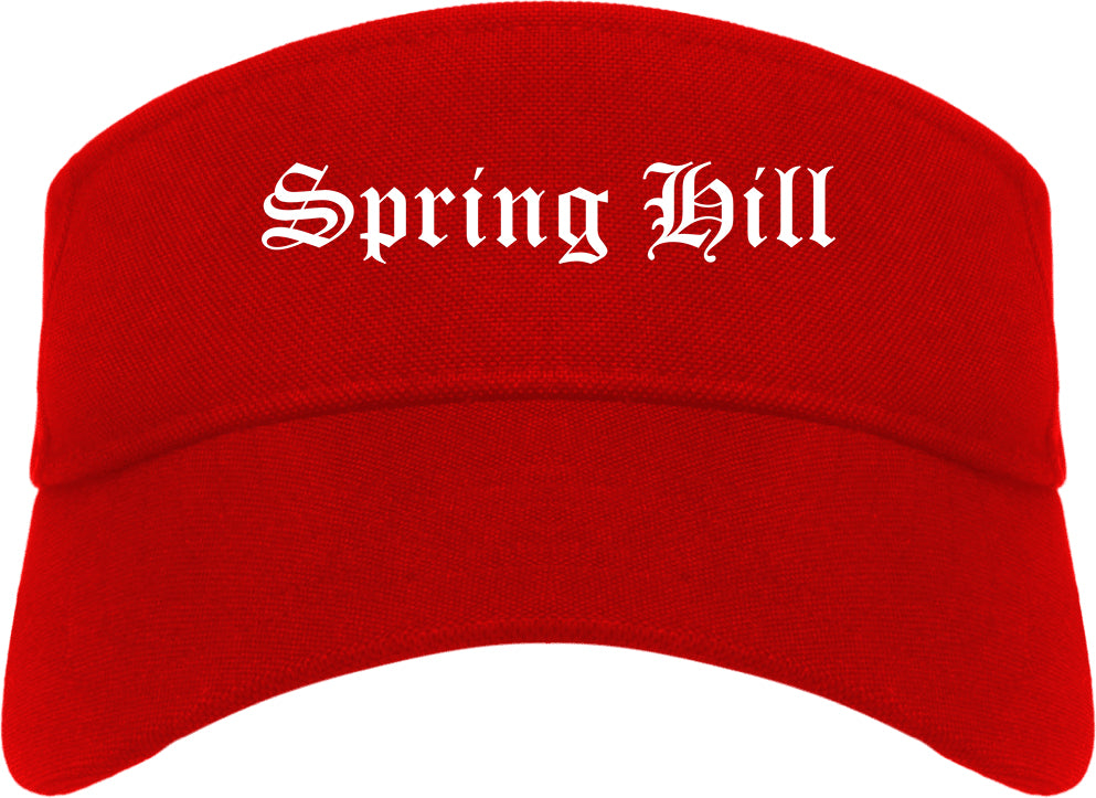Spring Hill Kansas KS Old English Mens Visor Cap Hat Red
