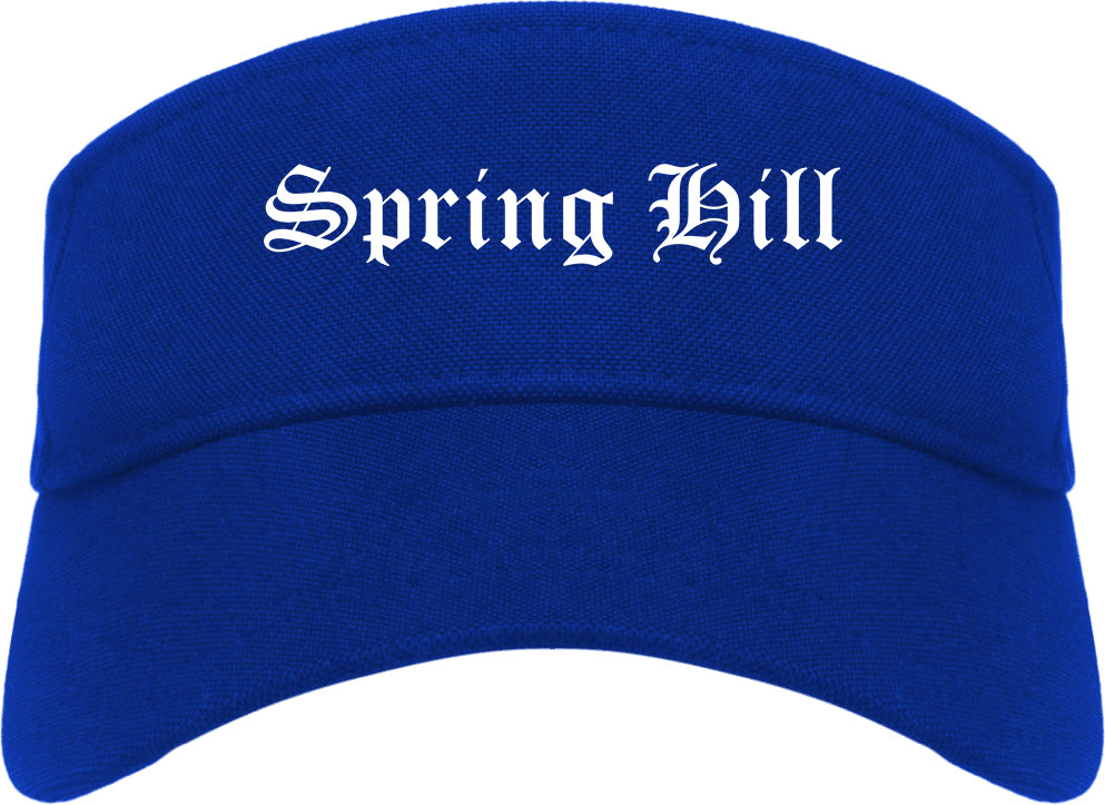 Spring Hill Kansas KS Old English Mens Visor Cap Hat Royal Blue