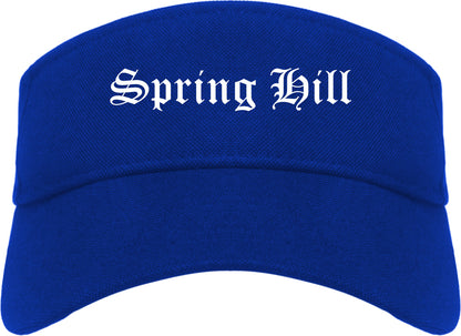 Spring Hill Kansas KS Old English Mens Visor Cap Hat Royal Blue