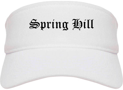 Spring Hill Kansas KS Old English Mens Visor Cap Hat White