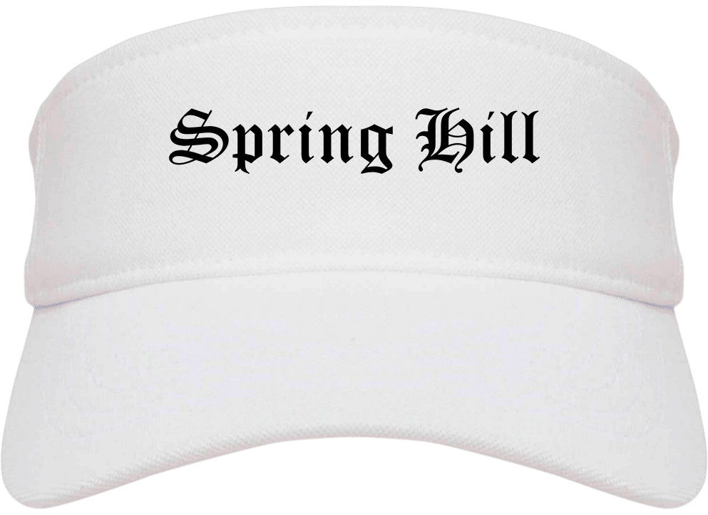 Spring Hill Tennessee TN Old English Mens Visor Cap Hat White