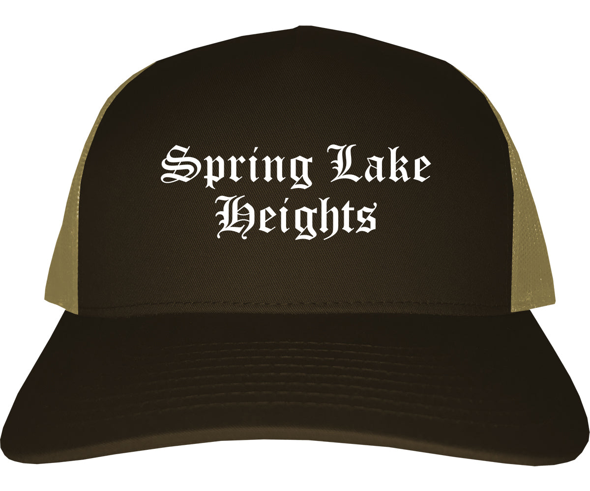 Spring Lake Heights New Jersey NJ Old English Mens Trucker Hat Cap Brown
