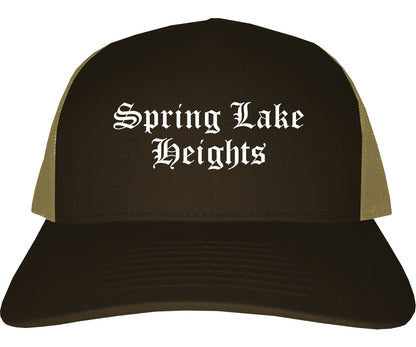 Spring Lake Heights New Jersey NJ Old English Mens Trucker Hat Cap Brown