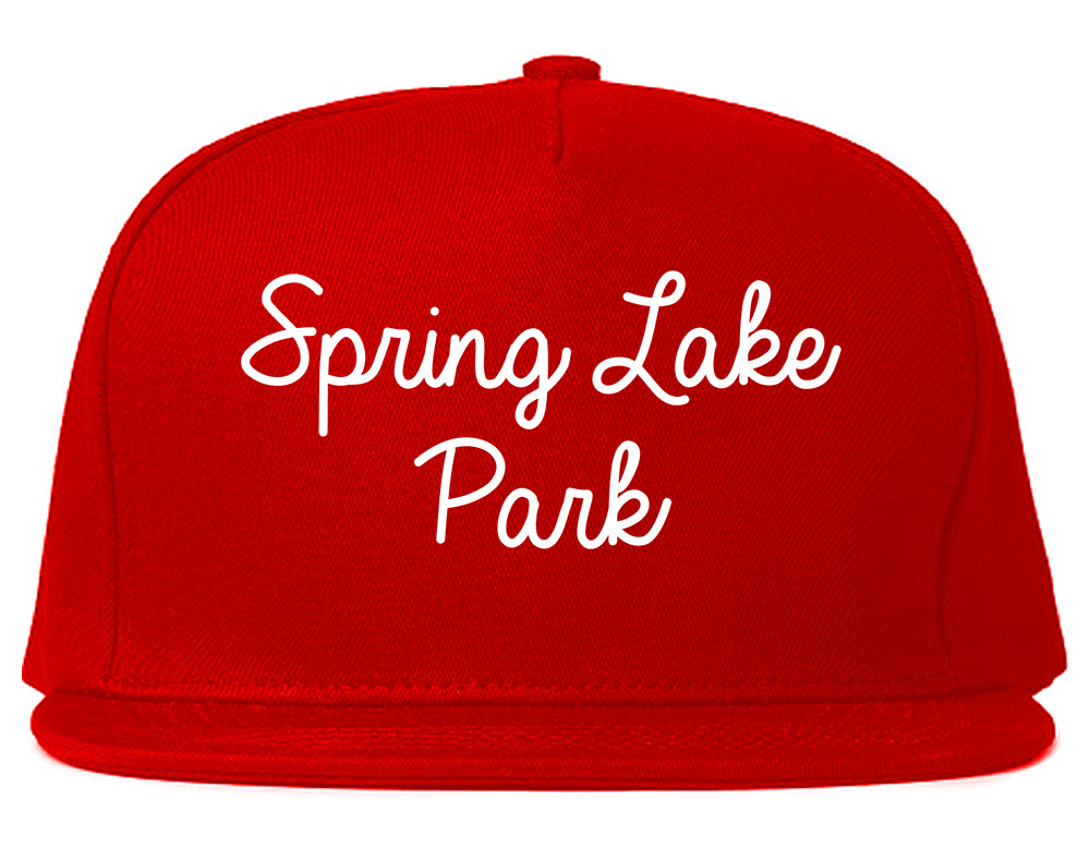 Spring Lake Park Minnesota MN Script Mens Snapback Hat Red