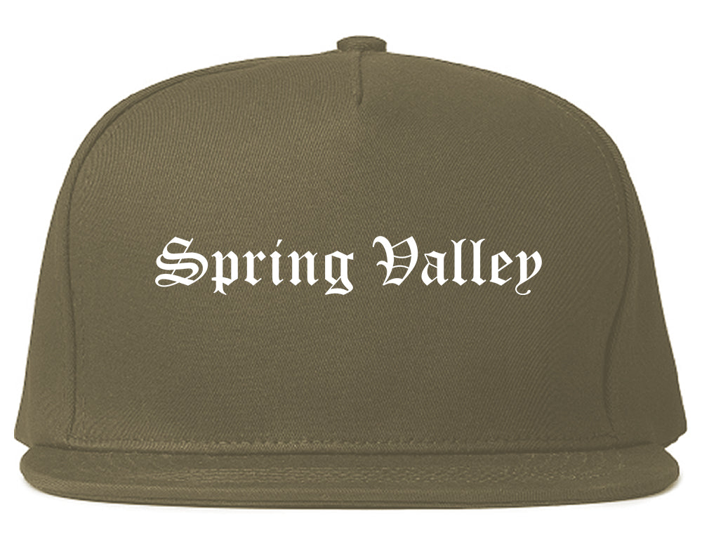 Spring Valley Illinois IL Old English Mens Snapback Hat Grey