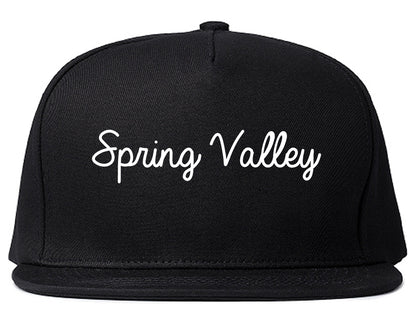 Spring Valley Illinois IL Script Mens Snapback Hat Black