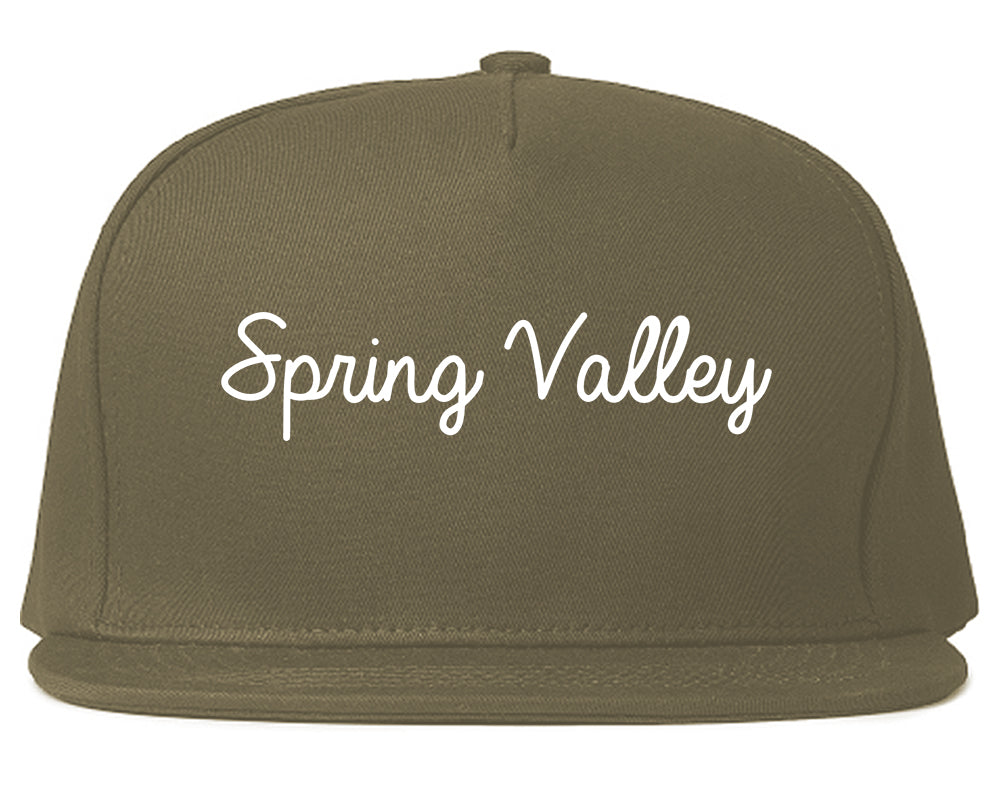 Spring Valley Illinois IL Script Mens Snapback Hat Grey