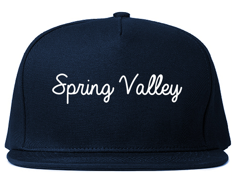 Spring Valley Illinois IL Script Mens Snapback Hat Navy Blue