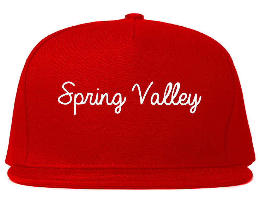 Spring Valley Illinois IL Script Mens Snapback Hat Red