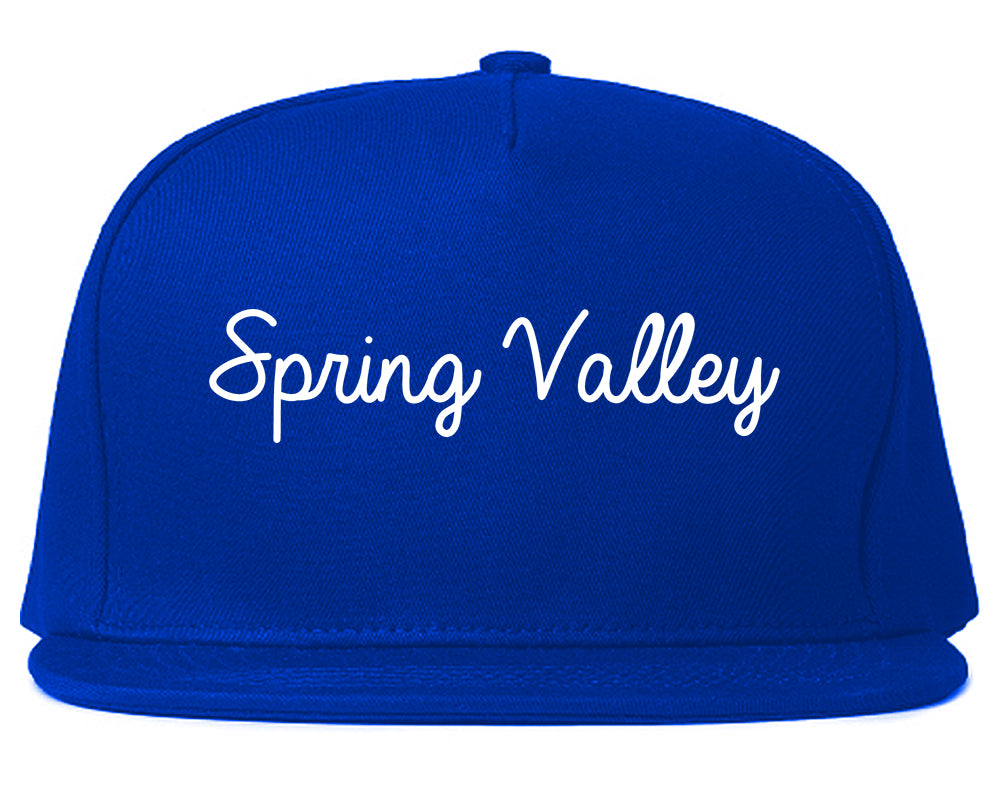 Spring Valley Illinois IL Script Mens Snapback Hat Royal Blue