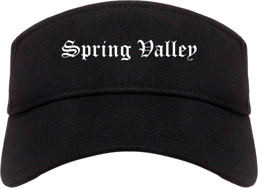 Spring Valley Illinois IL Old English Mens Visor Cap Hat Black