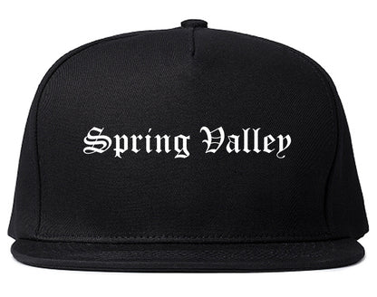 Spring Valley New York NY Old English Mens Snapback Hat Black