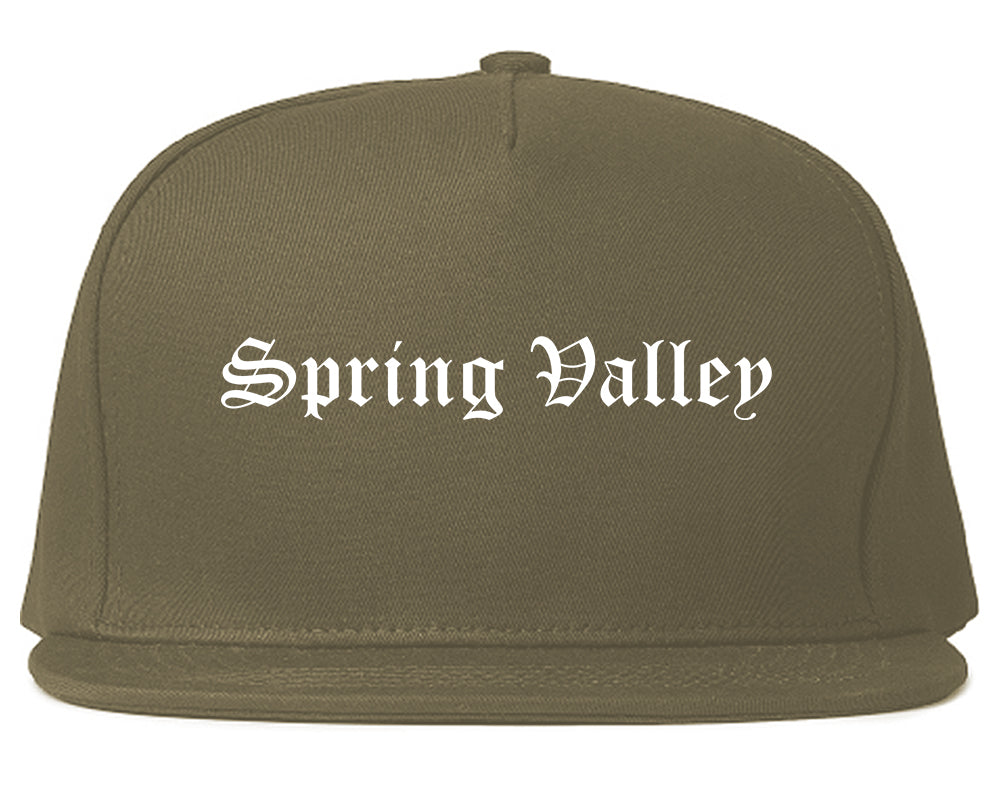 Spring Valley New York NY Old English Mens Snapback Hat Grey