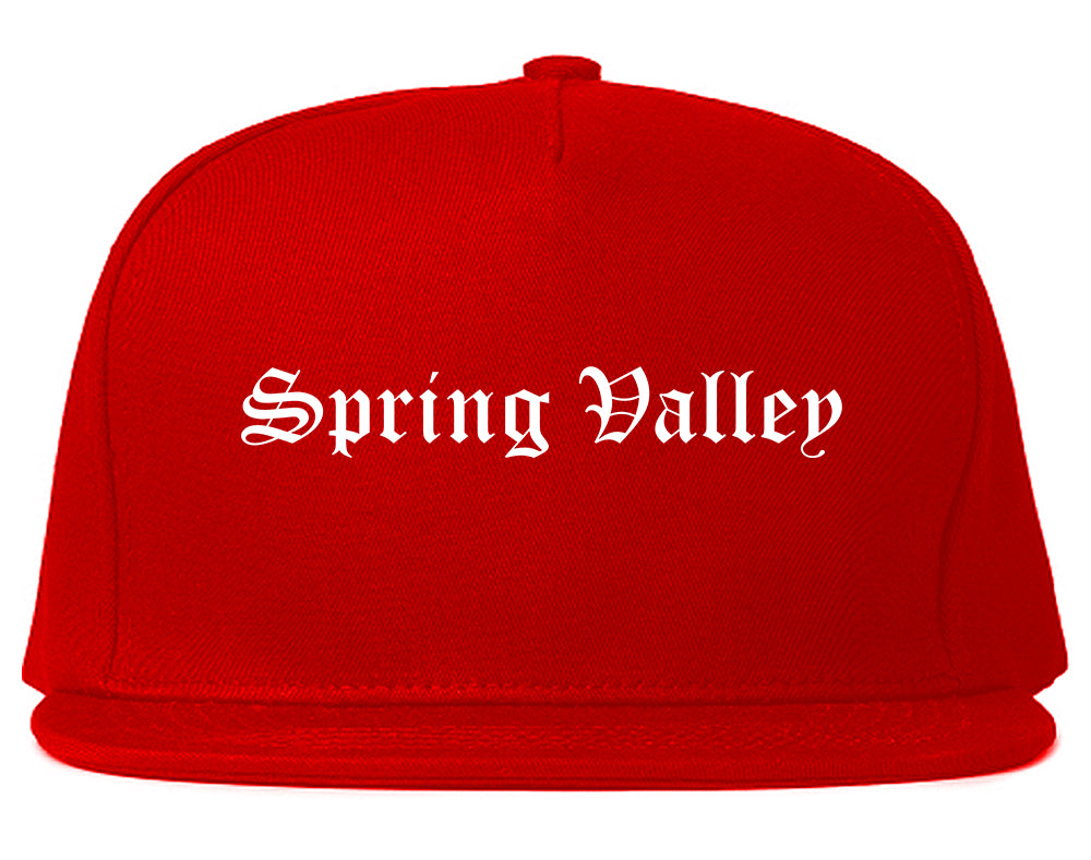 Spring Valley New York NY Old English Mens Snapback Hat Red