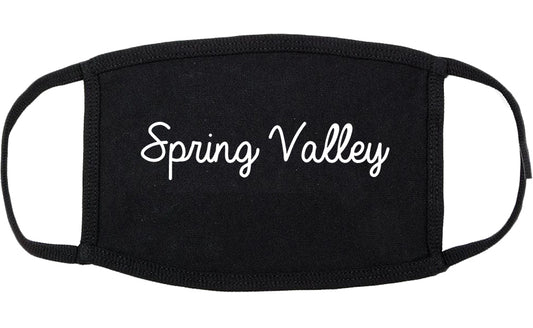 Spring Valley New York NY Script Cotton Face Mask Black