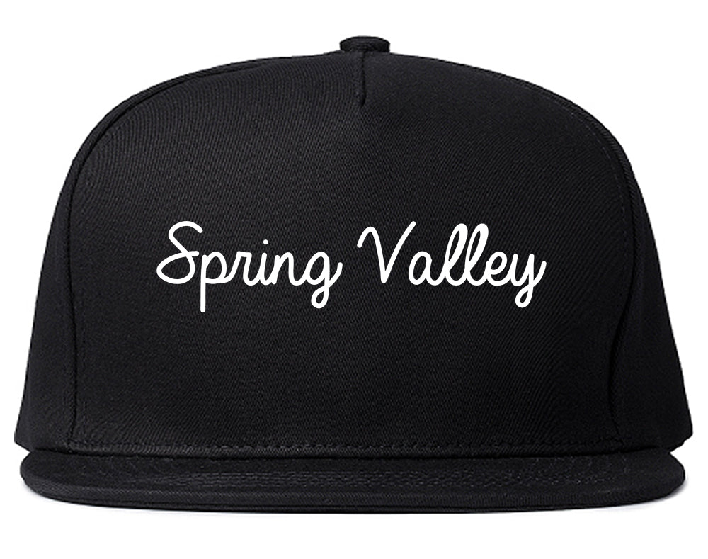 Spring Valley New York NY Script Mens Snapback Hat Black