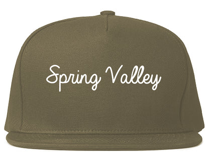 Spring Valley New York NY Script Mens Snapback Hat Grey