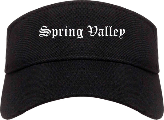 Spring Valley New York NY Old English Mens Visor Cap Hat Black