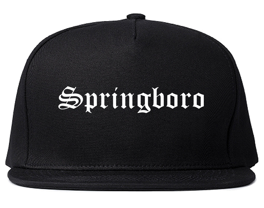 Springboro Ohio OH Old English Mens Snapback Hat Black