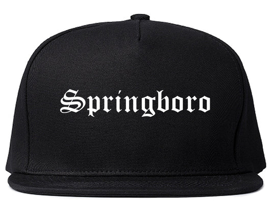 Springboro Ohio OH Old English Mens Snapback Hat Black