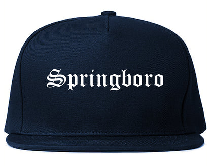 Springboro Ohio OH Old English Mens Snapback Hat Navy Blue