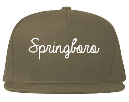 Springboro Ohio OH Script Mens Snapback Hat Grey