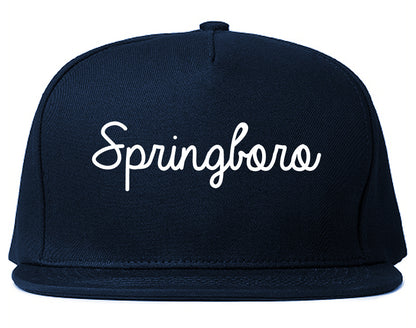 Springboro Ohio OH Script Mens Snapback Hat Navy Blue