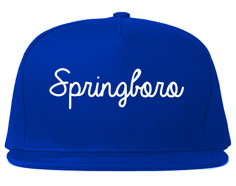 Springboro Ohio OH Script Mens Snapback Hat Royal Blue