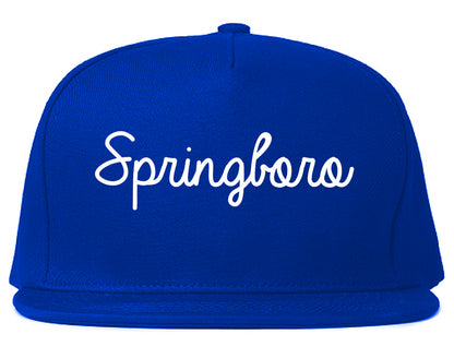Springboro Ohio OH Script Mens Snapback Hat Royal Blue