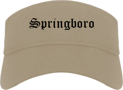 Springboro Ohio OH Old English Mens Visor Cap Hat Khaki